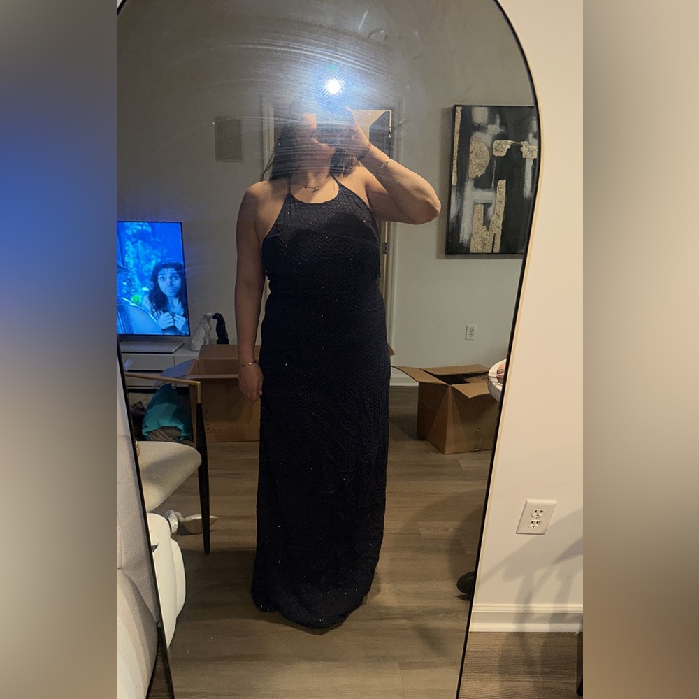 Blue sequin evening gown